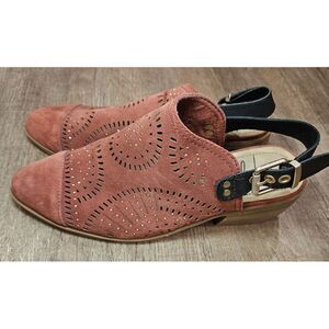 Latigo Ankle‎ Boots Womens 9M Burgundy Suede Sling Back Strap Rhinestones NWOT